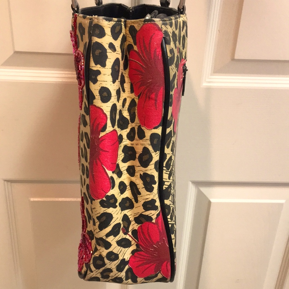Leopard/ Sequin Hibiscus 🌺 Shoulder Bag - Picture 9 of 11